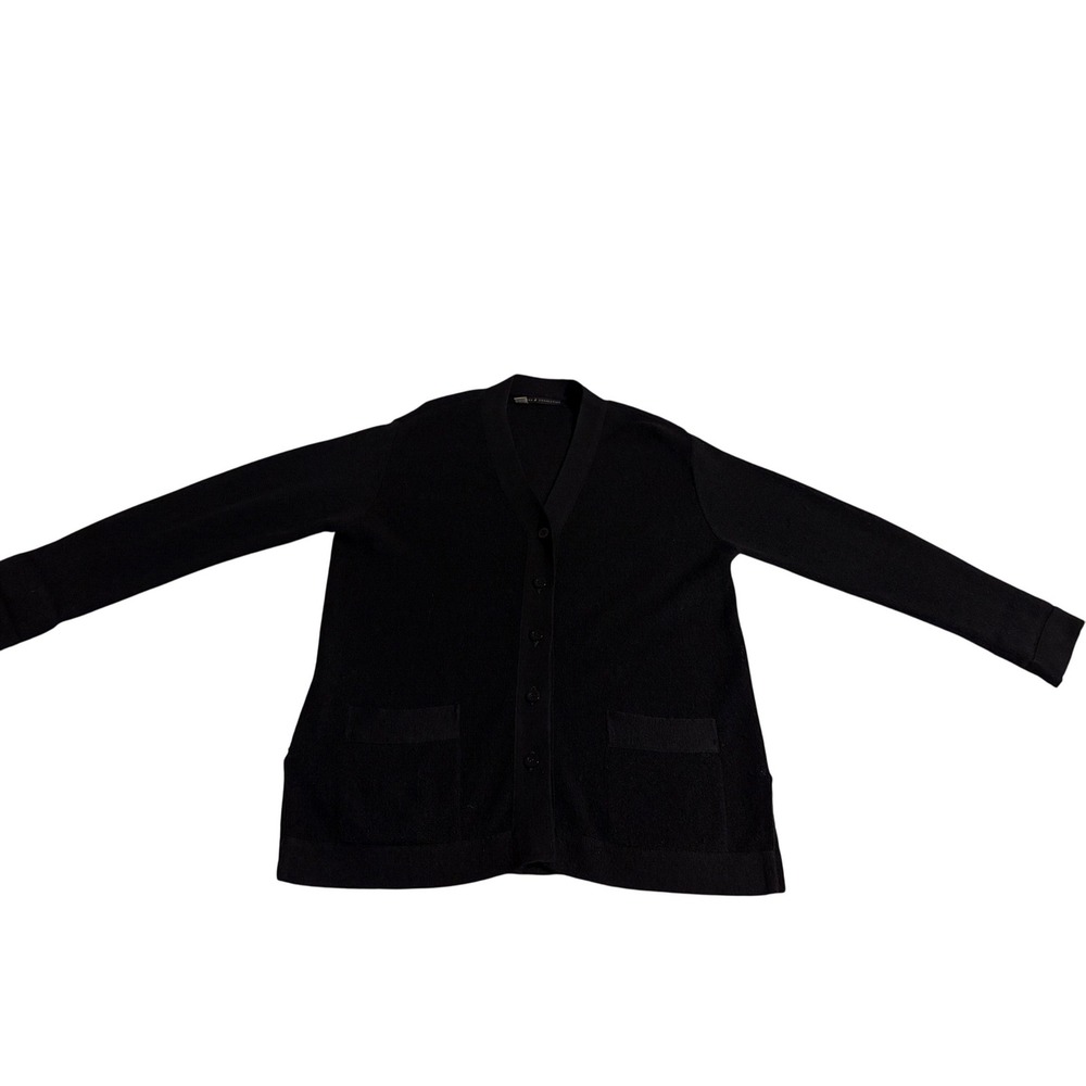 Peruvian Connection Black 100% Alpaca Wool Button Front Cardigan Long Wmns M - Picture 2 of 7